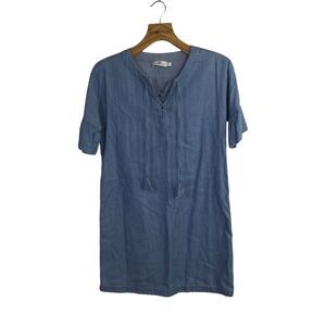 Vineyard Vines Womens Chambray Dress V-Neck Flutter Sleeve Blue Size 2